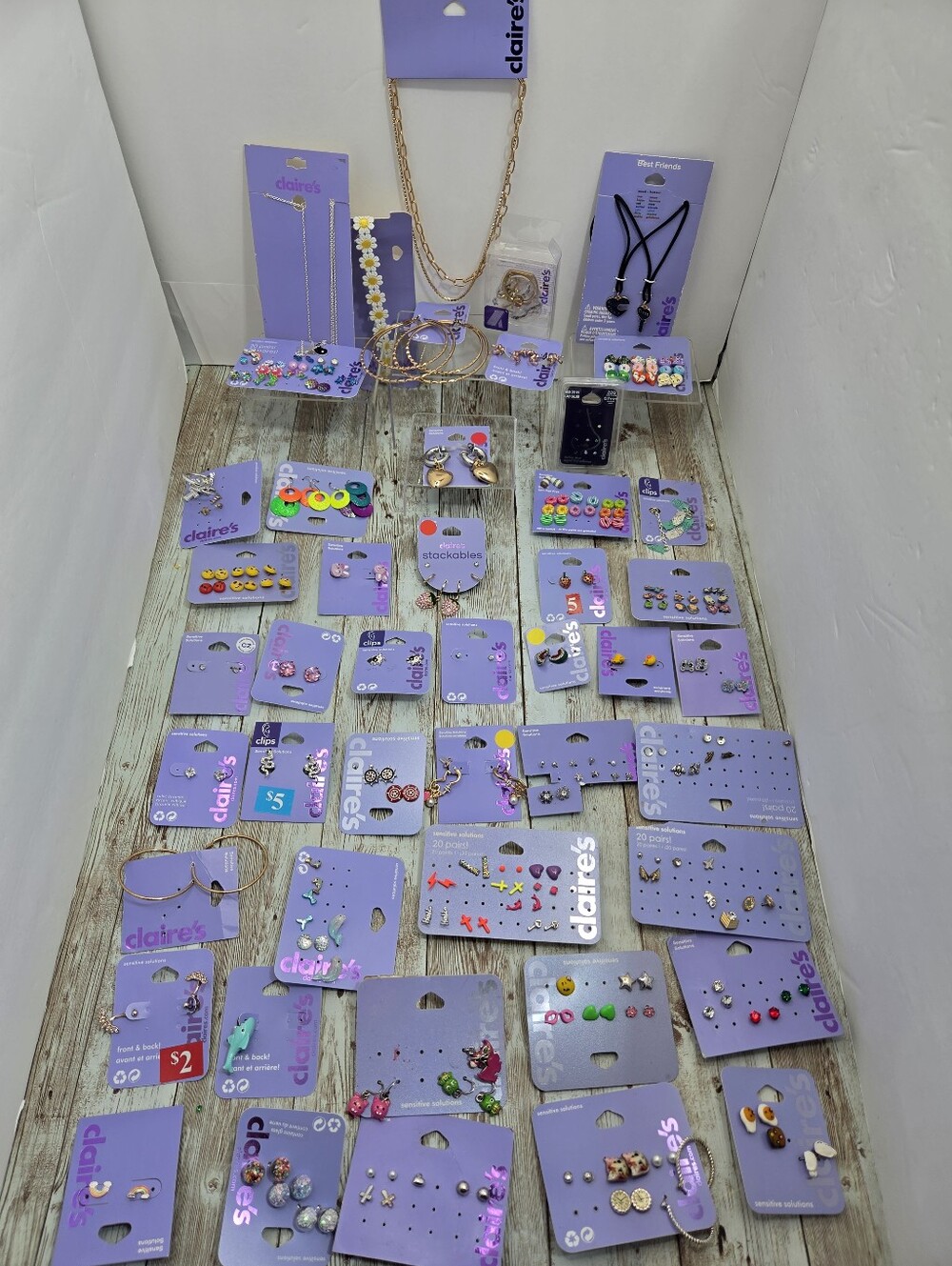 ✨ Massive Claire’s Jewelry Lot 40+ Pieces Earrings Necklaces Hoops Studs NWT!